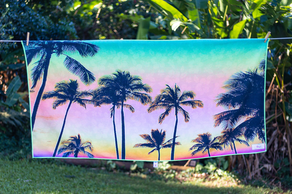 Neon Sunset Palms Towel