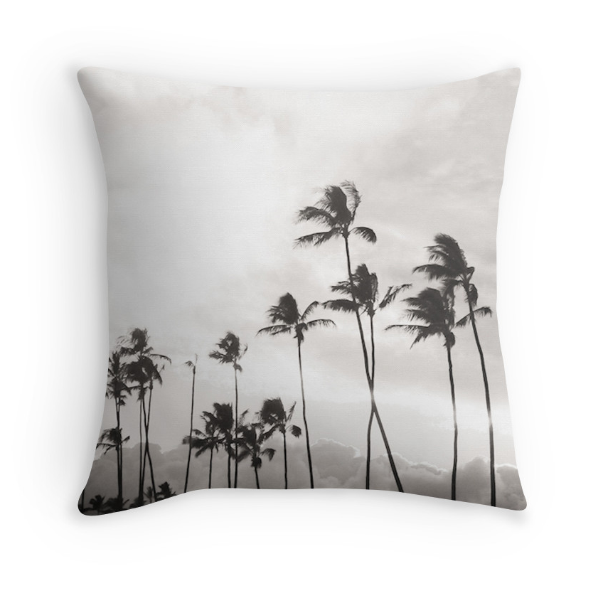 Black and White Palms Pillow