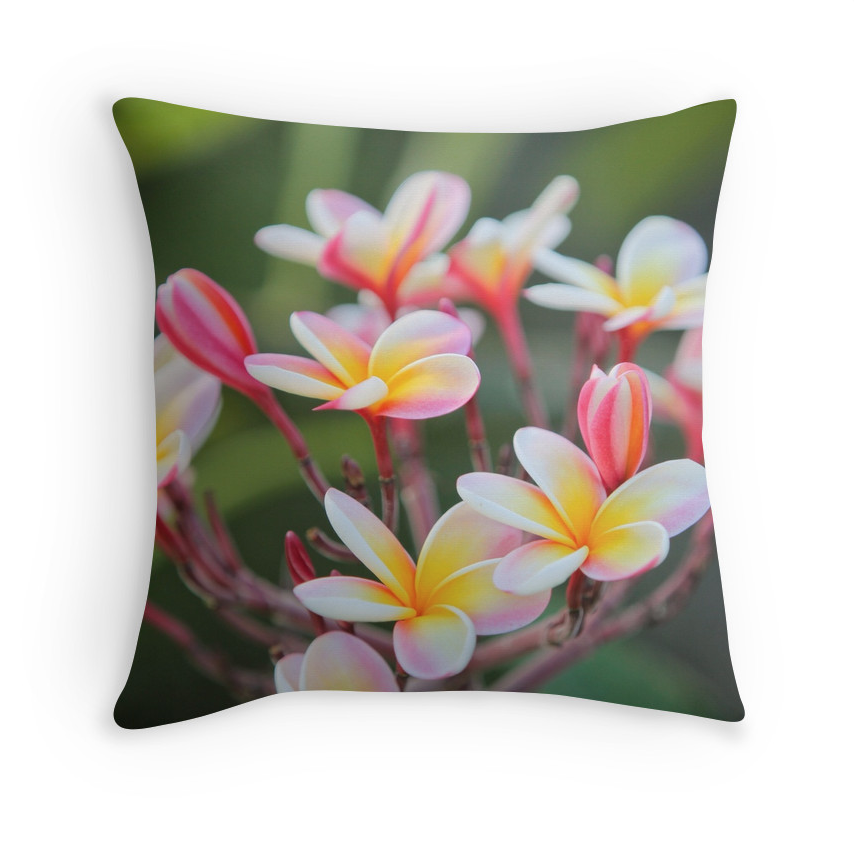 Hot Pink Plumeria Pillow