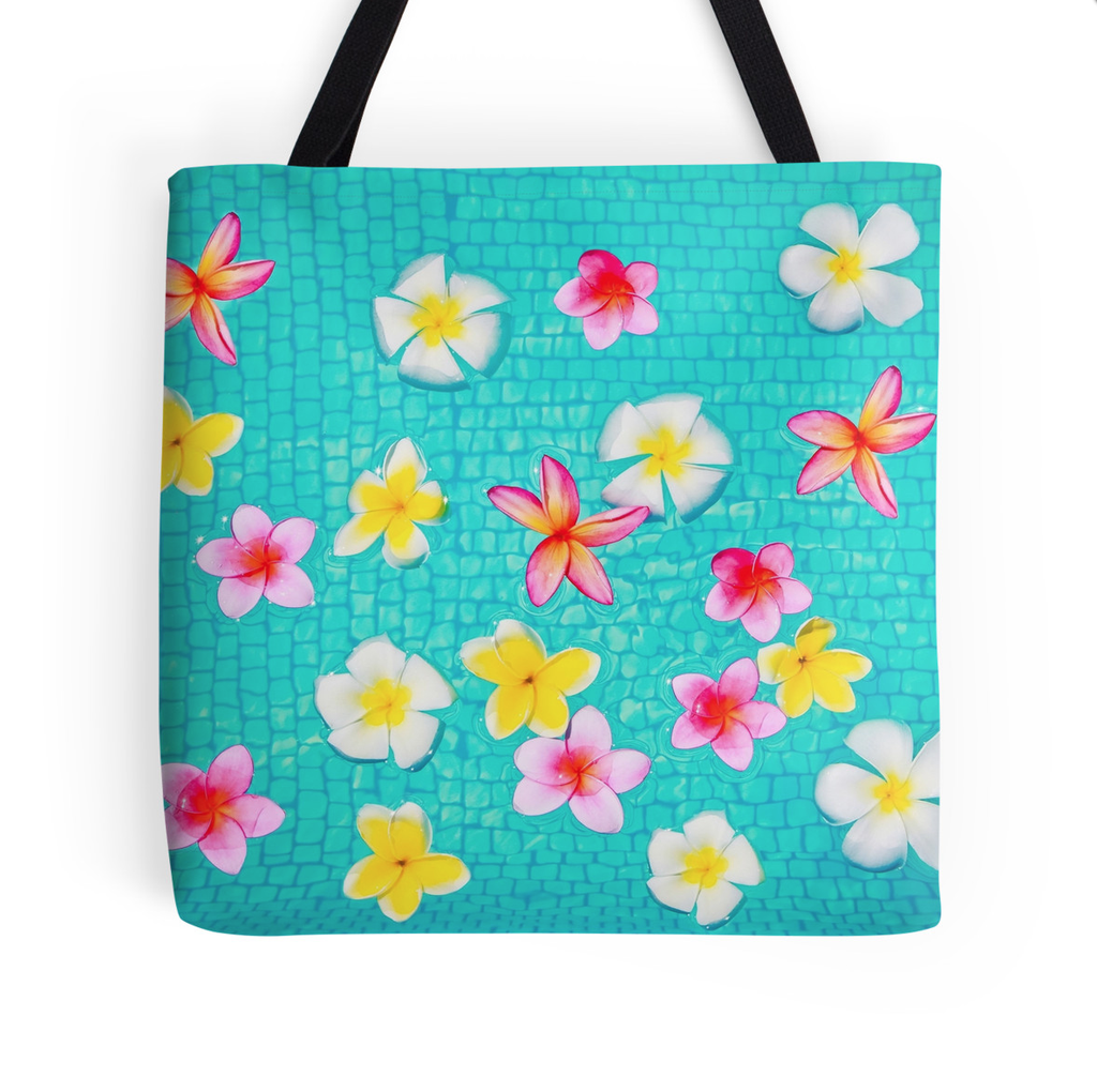 Colorful Floating Plumeria Tote Bag