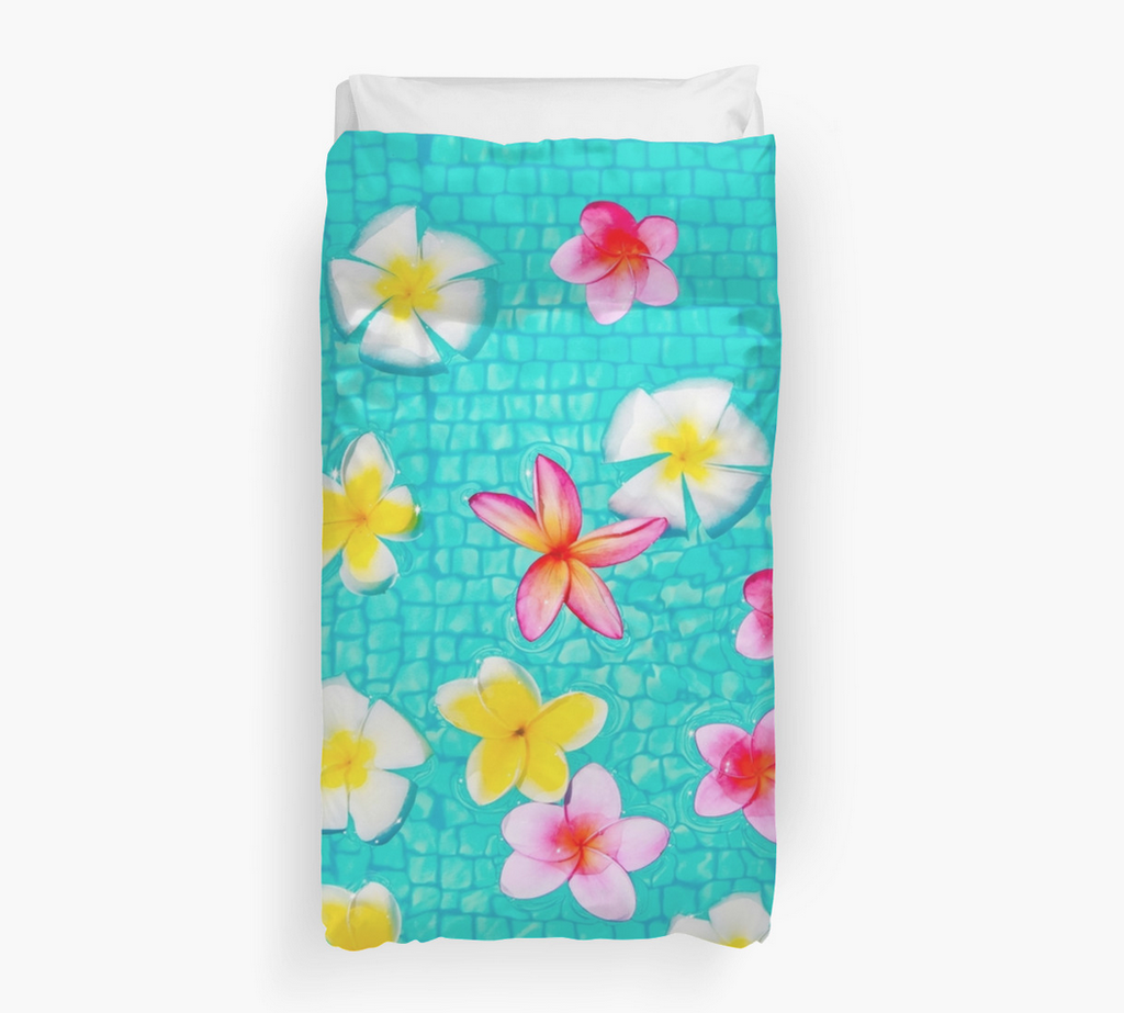 Colorful Floating Plumeria Duvet