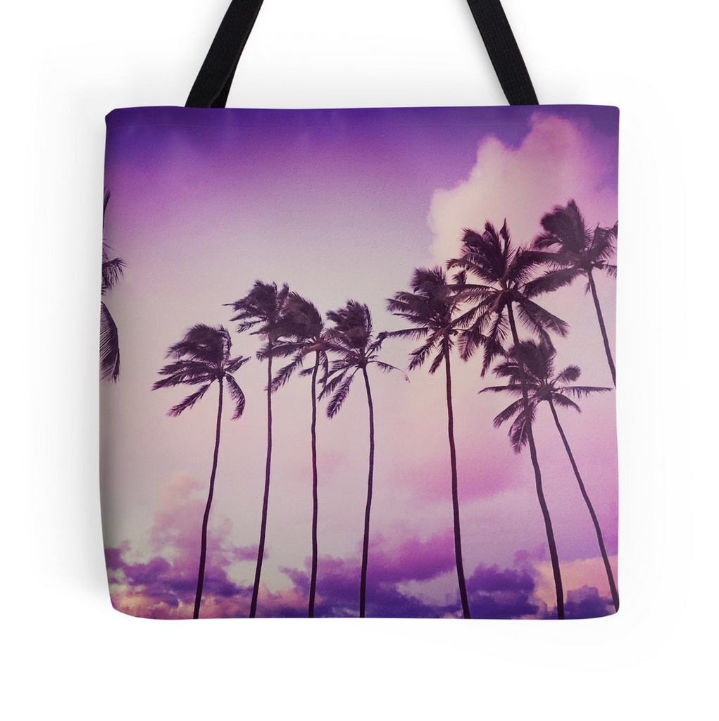 Purple Sunset Palms Tote Bag