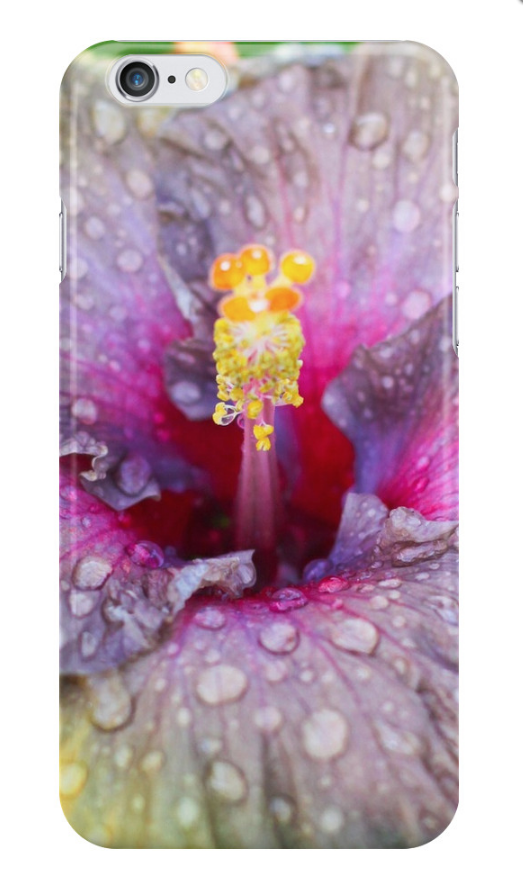 Purple Rainy Hibiscus iPhone Case