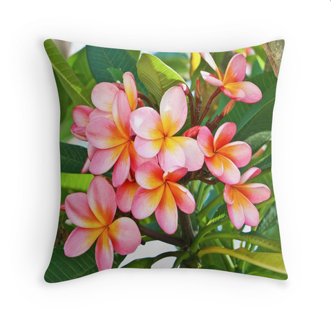 Pink Plumeria Tree Pillow