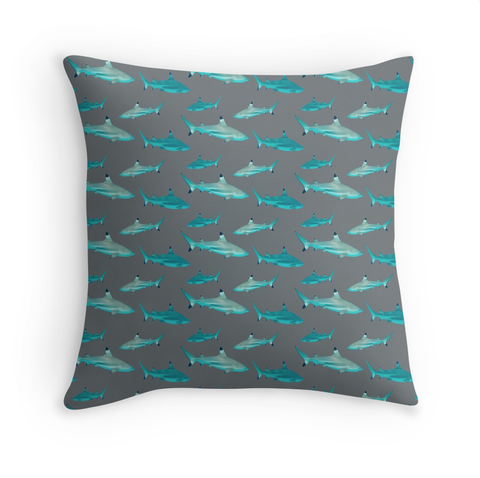 Tahiti Shark with Grey Pillow