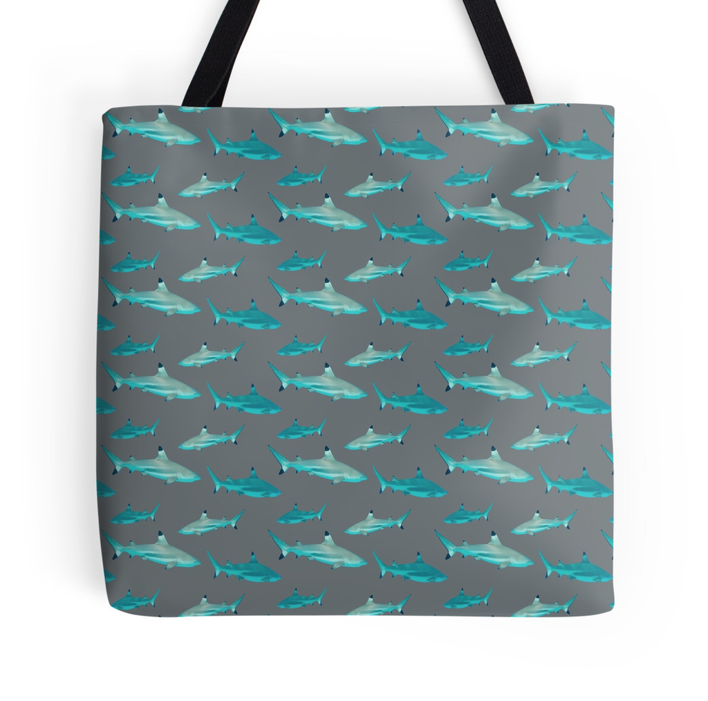 Tahiti Shark with Grey Tote Bag