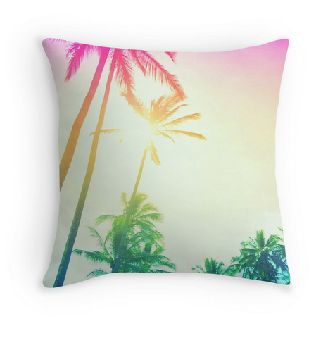 Raibow Palm Skies Pillow