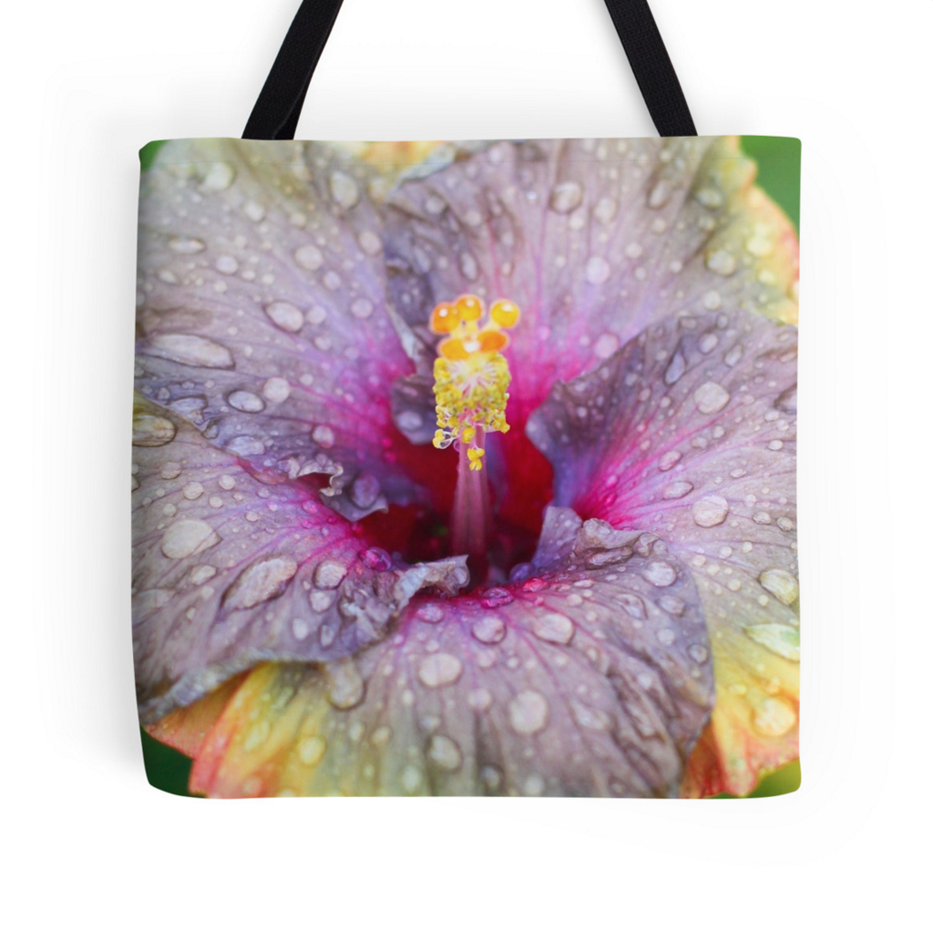 Purple Rainy Hibiscus Tote Bag