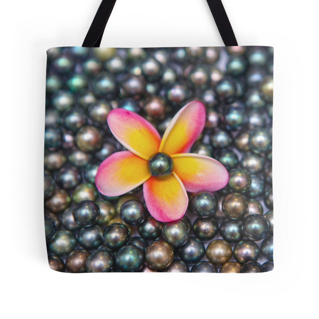 Tahitian Pearls & Pink Plumeria Tote Bag