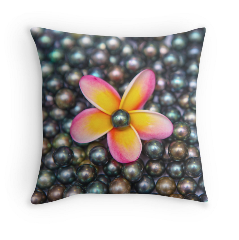 Tahitian Pearls & Pink Plumeria Pillow