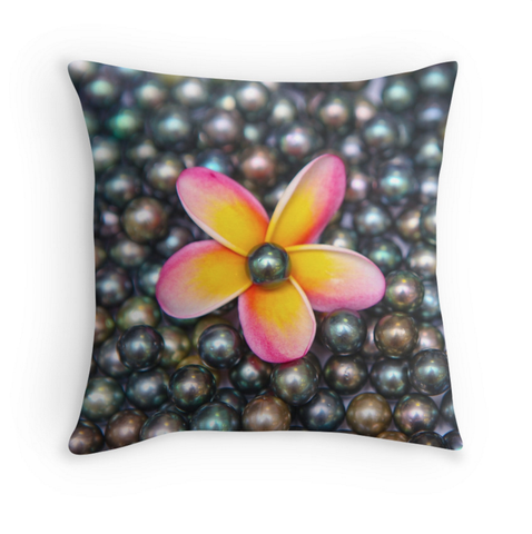 Tahitian Pearls & Pink Plumeria Pillow
