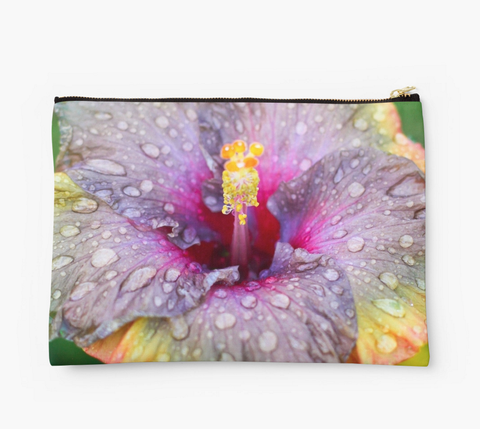 Purple Rainy Hibiscus Clutch