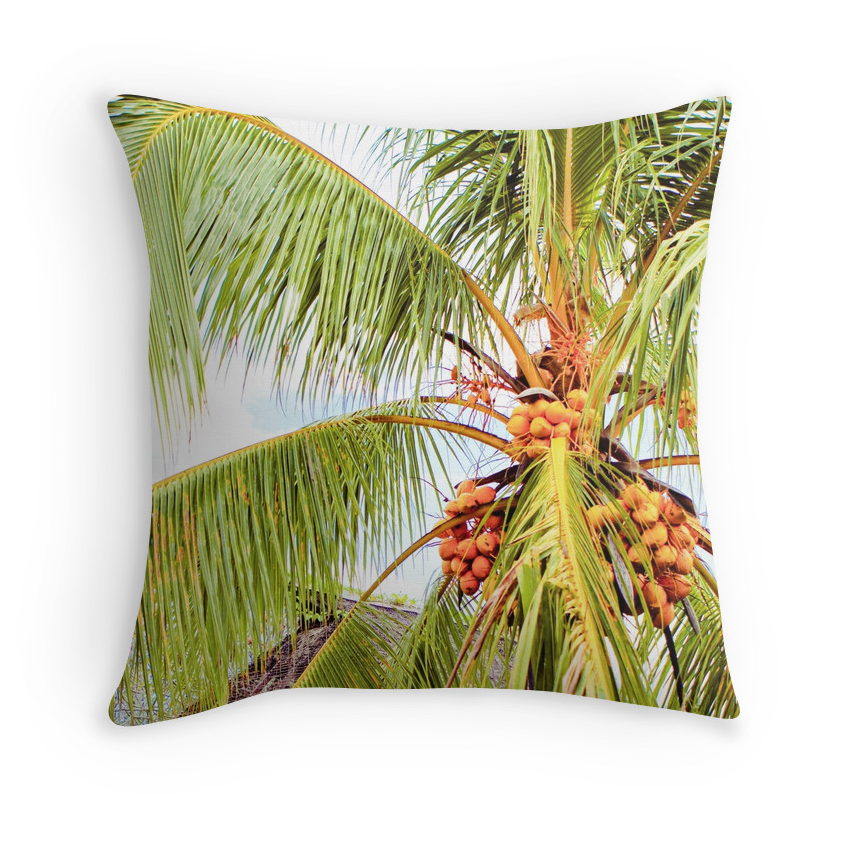 Tahitian Coconut Palms Pillow