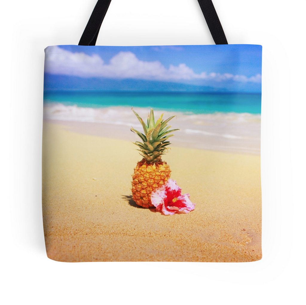 Tropical Beach Pineapple Tote Bag