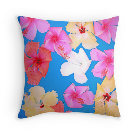 Vibrant Floating Hibiscus Pillow