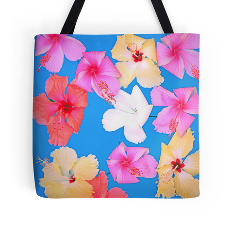 Vibrant Floating Hibiscus Tote Bag